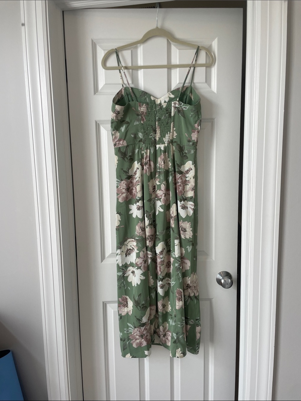 Abercrombie & Fitch Olive Green Floral Camille Midi Dress - Picture 3 of 3
